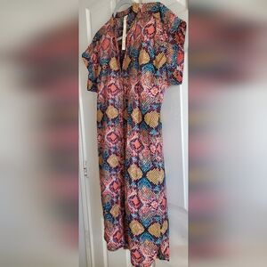 $128 Like new Uncle Frank colorful snake skin print short Button Up Dress. Sz S